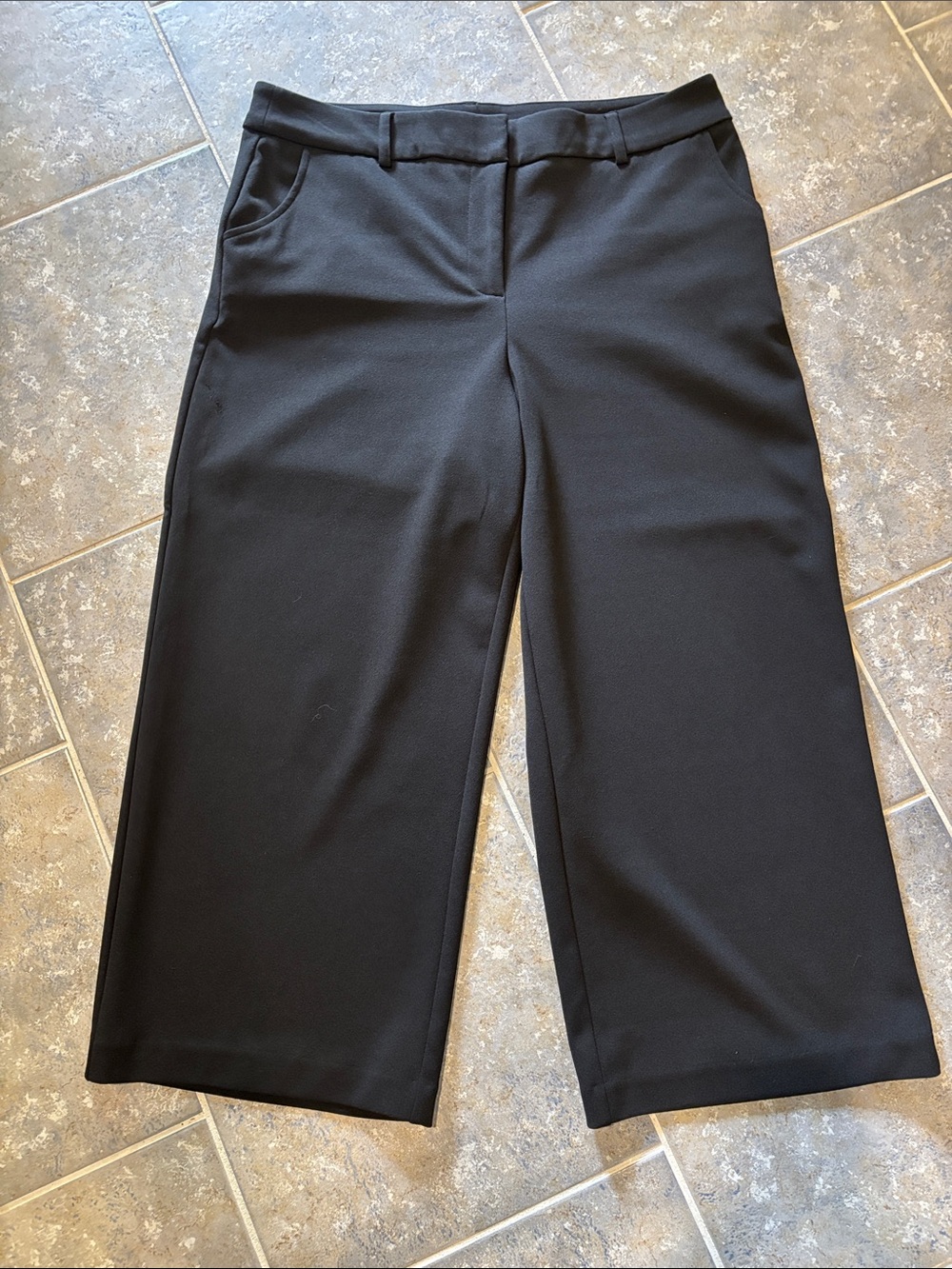 Black Cropped Wide-Leg Pants